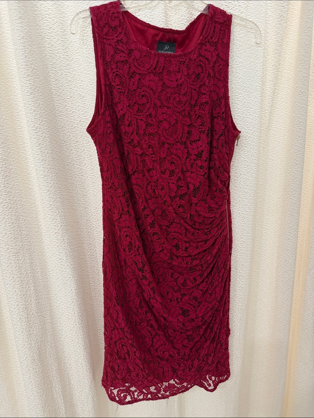 Adrianna Papell Sleeveless Lace Midi Dress in Burgundy